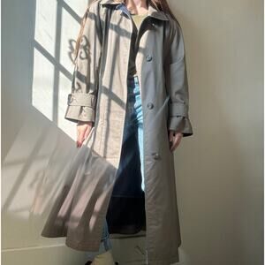 London Fog Maincoat Grey Wool Lined Trench Coat women’s 8 petite